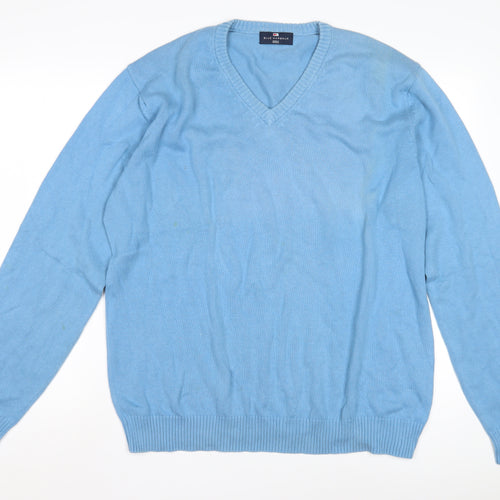 Marks and Spencer Men's Blue V-Neck Pullover Jumper L
