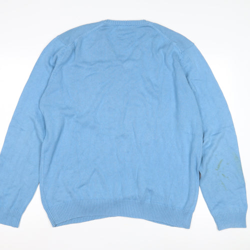 Marks and Spencer Men's Blue V-Neck Pullover Jumper L