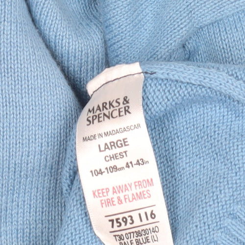 Marks and Spencer Men's Blue V-Neck Pullover Jumper L
