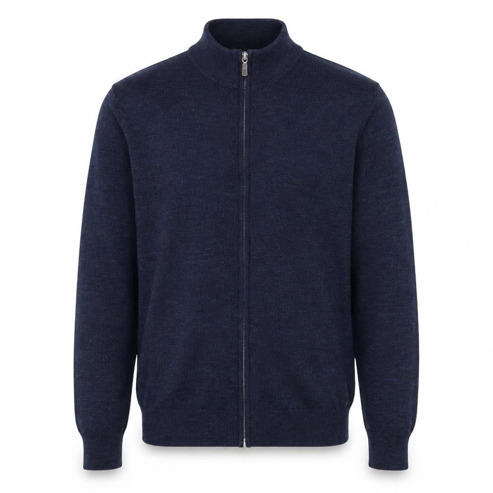 Front view of M&Co Men's Blue Full Zip Jumper - S