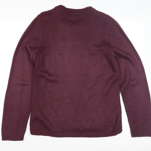 Bm Women's Purple Cable-Knit Jumper, Size S, Crew Neck