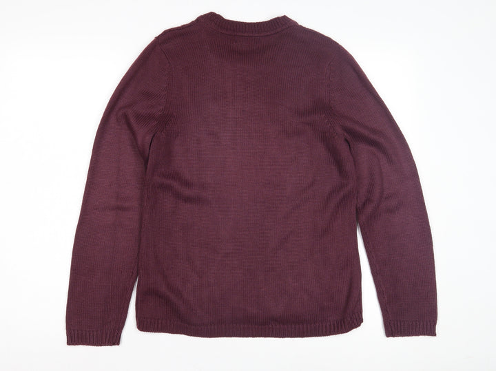 Bm Women's Purple Cable-Knit Jumper, Size S, Crew Neck