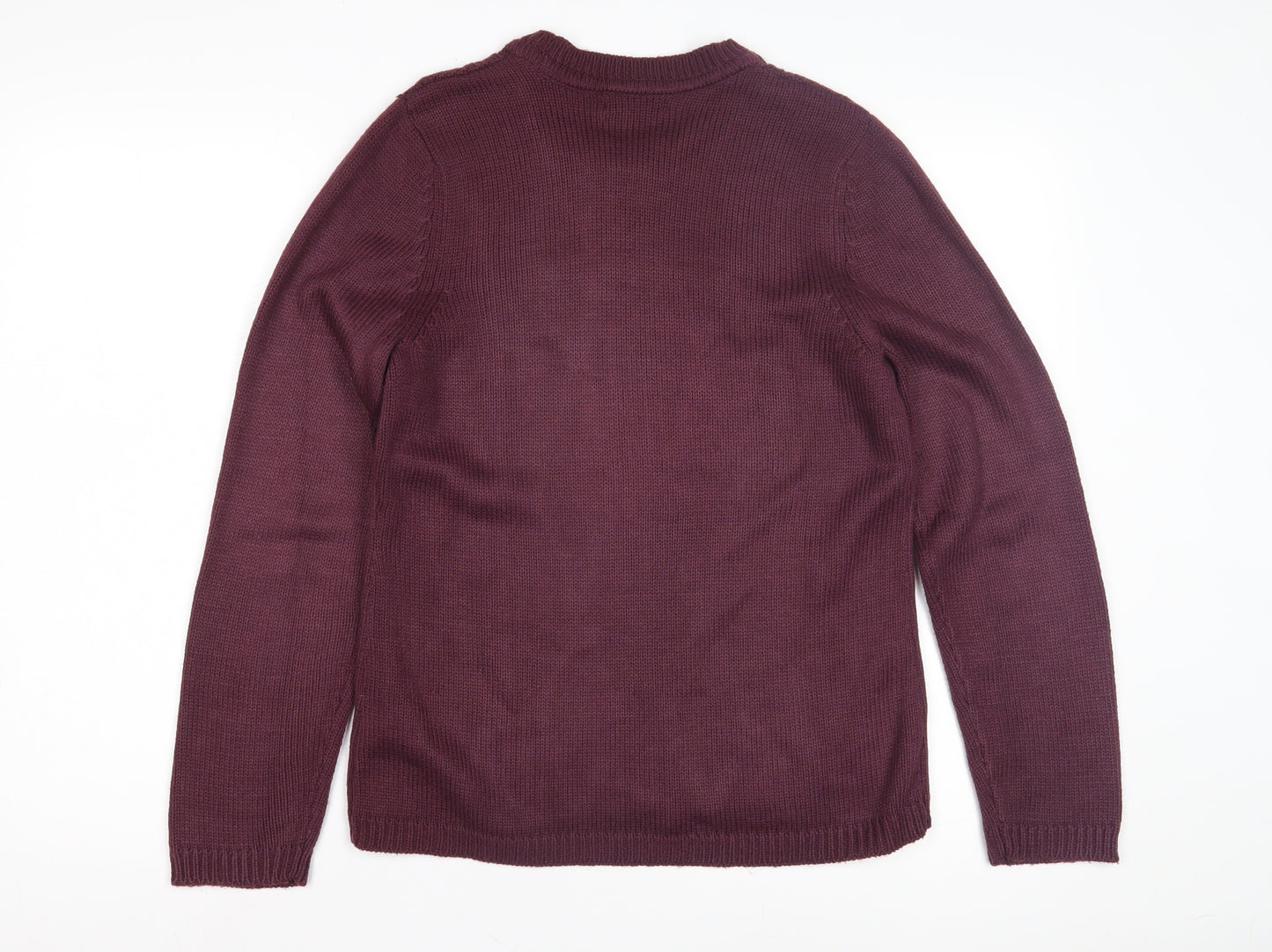 Bm Women's Purple Cable-Knit Jumper, Size S, Crew Neck