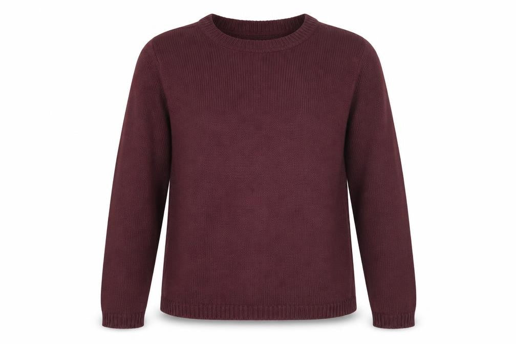 Front view of Bonmarché Women's Purple Cable-Knit Jumper, size S, Crew Neck