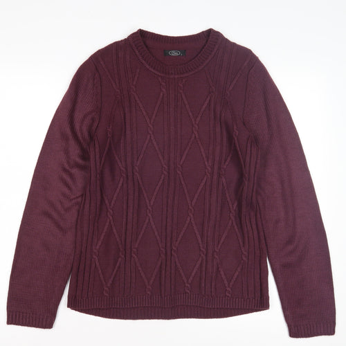 Bm Women's Purple Cable-Knit Jumper, Size S, Crew Neck
