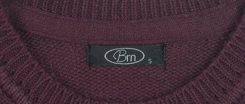 Bm Women's Purple Cable-Knit Jumper, Size S, Crew Neck