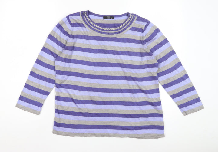 Bm Women's Purple Striped Pullover Jumper M