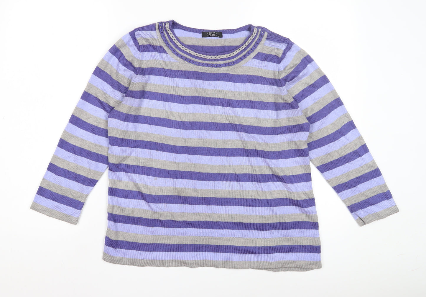 Bm Women's Purple Striped Pullover Jumper M