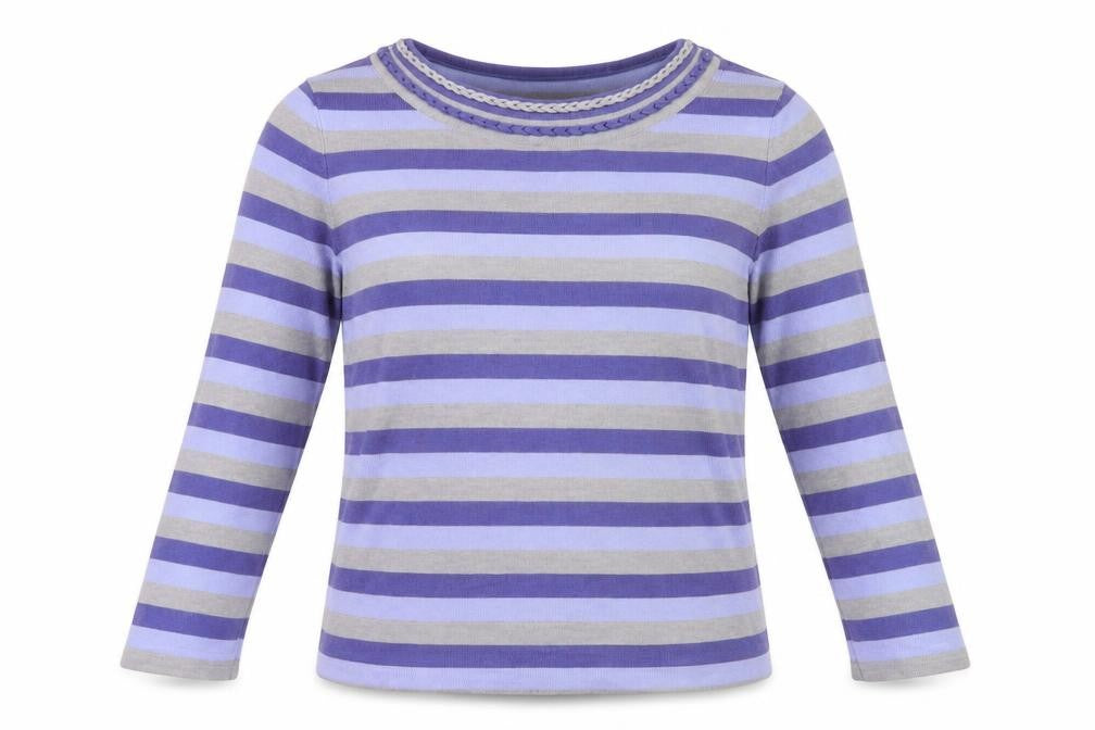 Front view of Bonmarché Women's Purple Striped jumper M