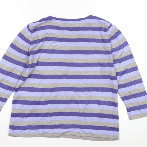 Bm Women's Purple Striped Pullover Jumper M