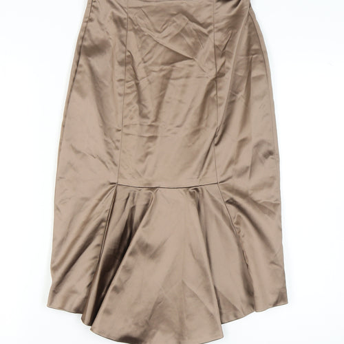 Coast Women's Brown Trumpet Skirt Size 10 Lined Satin