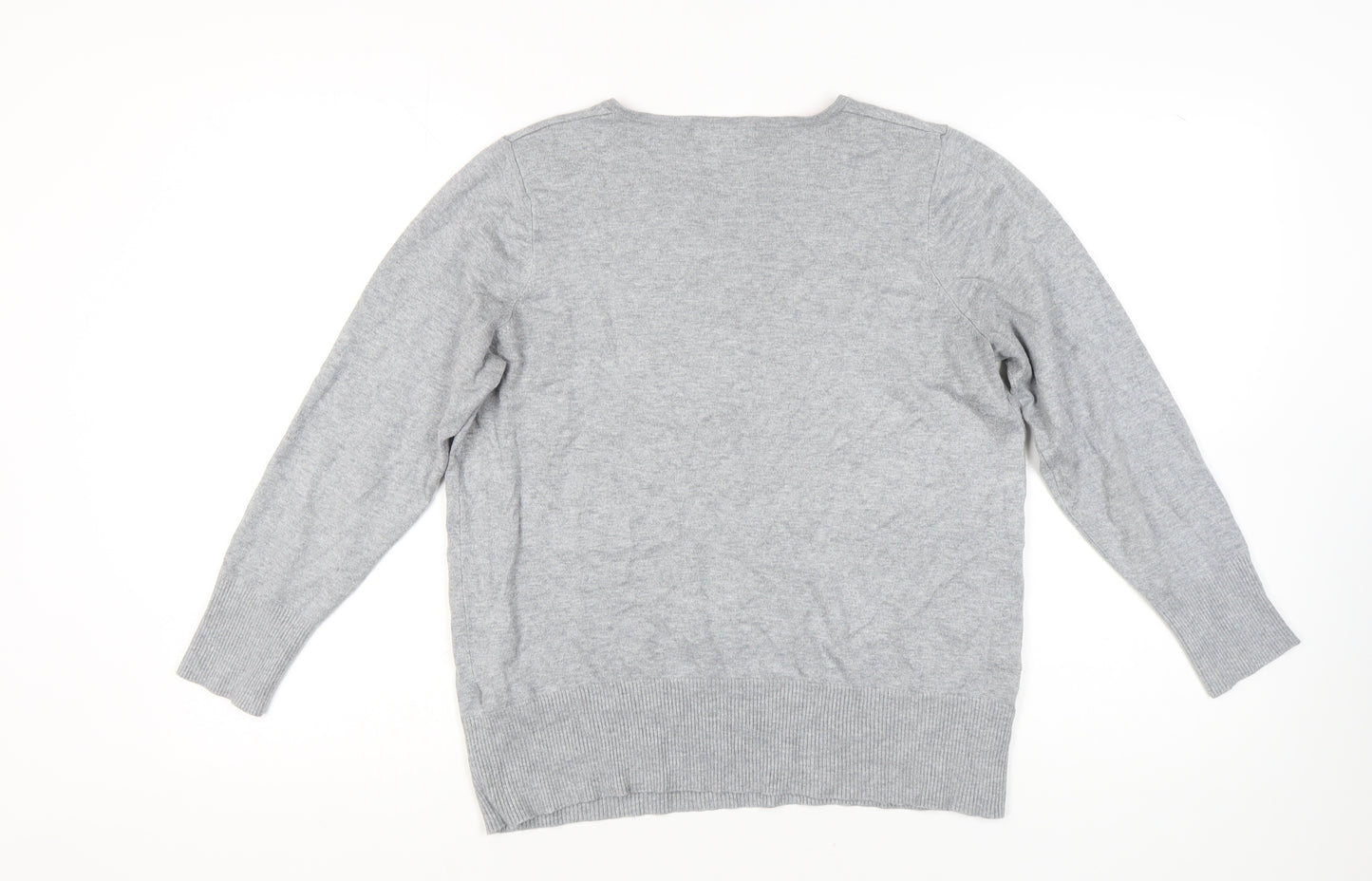 Marks and Spencer Grey Henley Jumper - Women's Size 20