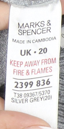 Marks and Spencer Grey Henley Jumper - Women's Size 20