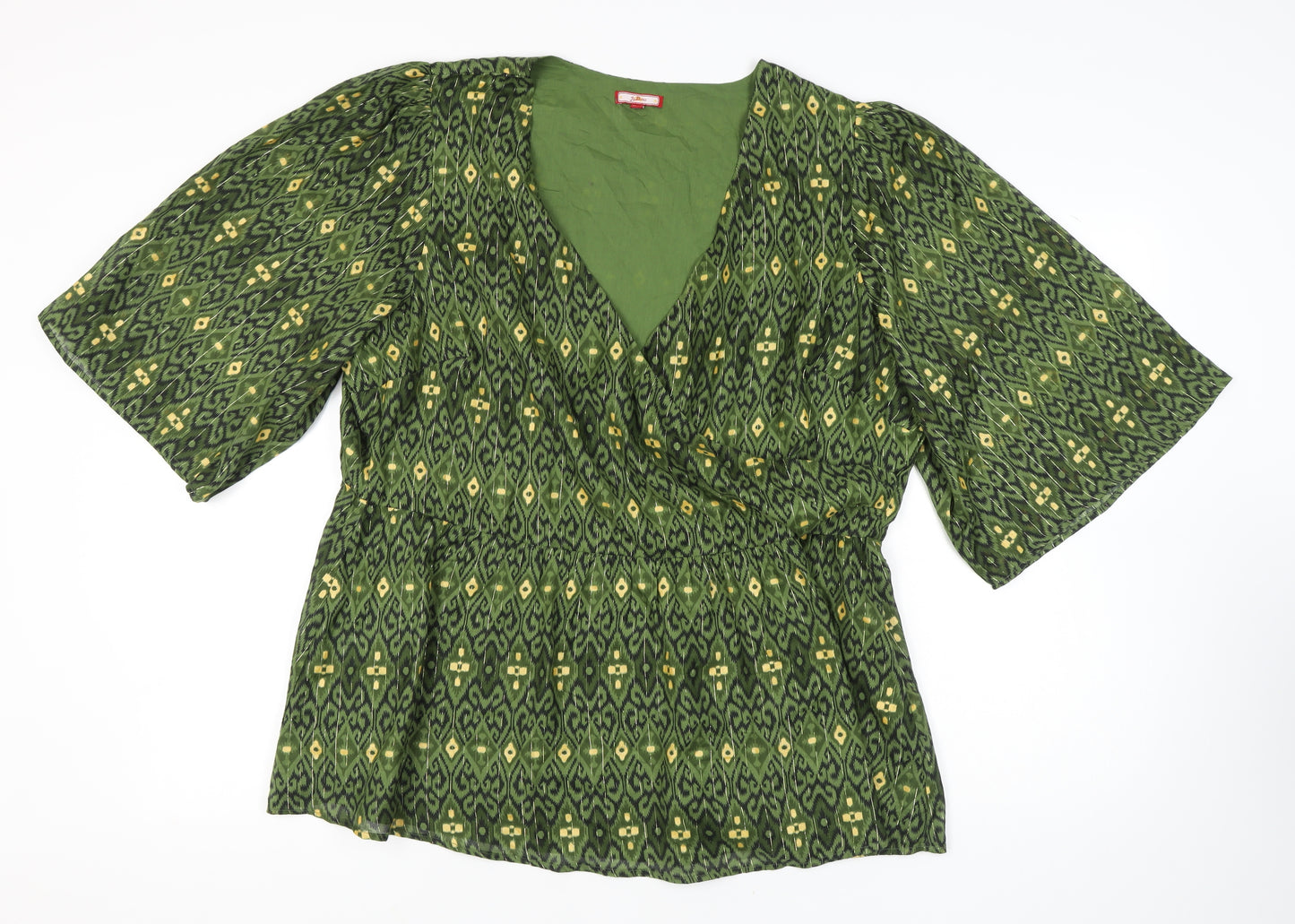 Jac Brown Women's Green Wrap Blouse Size 22