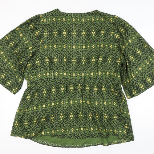 Jac Brown Women's Green Wrap Blouse Size 22
