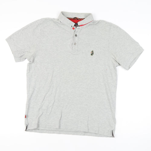 Luke Men's Grey Polo Shirt, Large, Casual Cotton