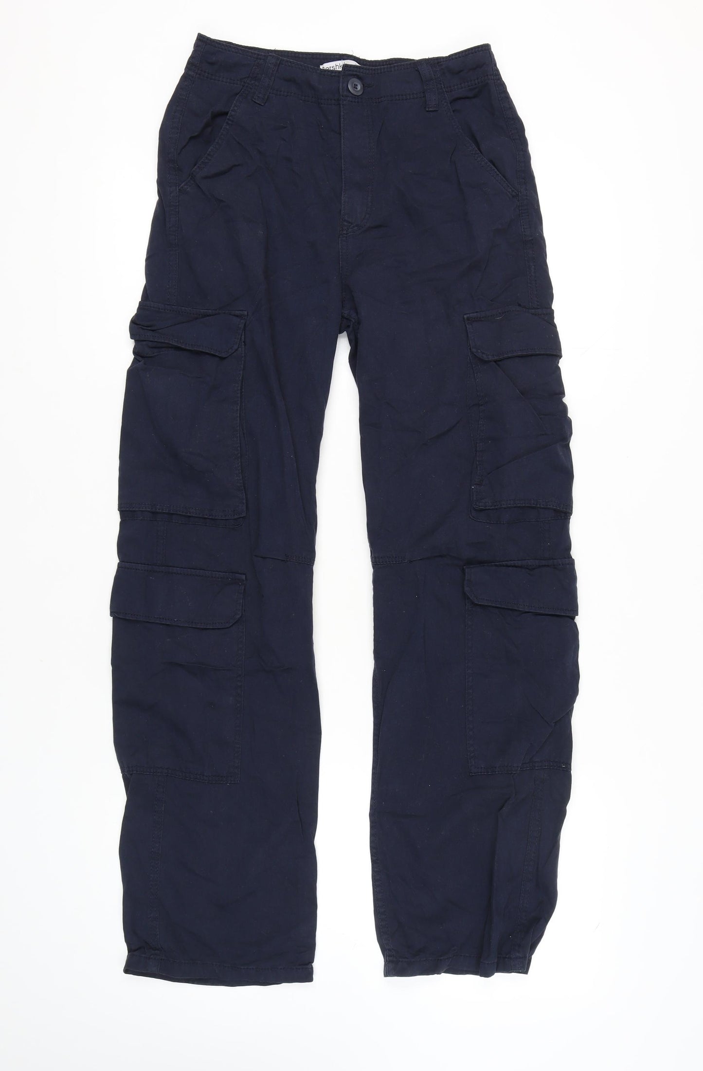 Bershka Women's Blue Cargo Trousers Size 10