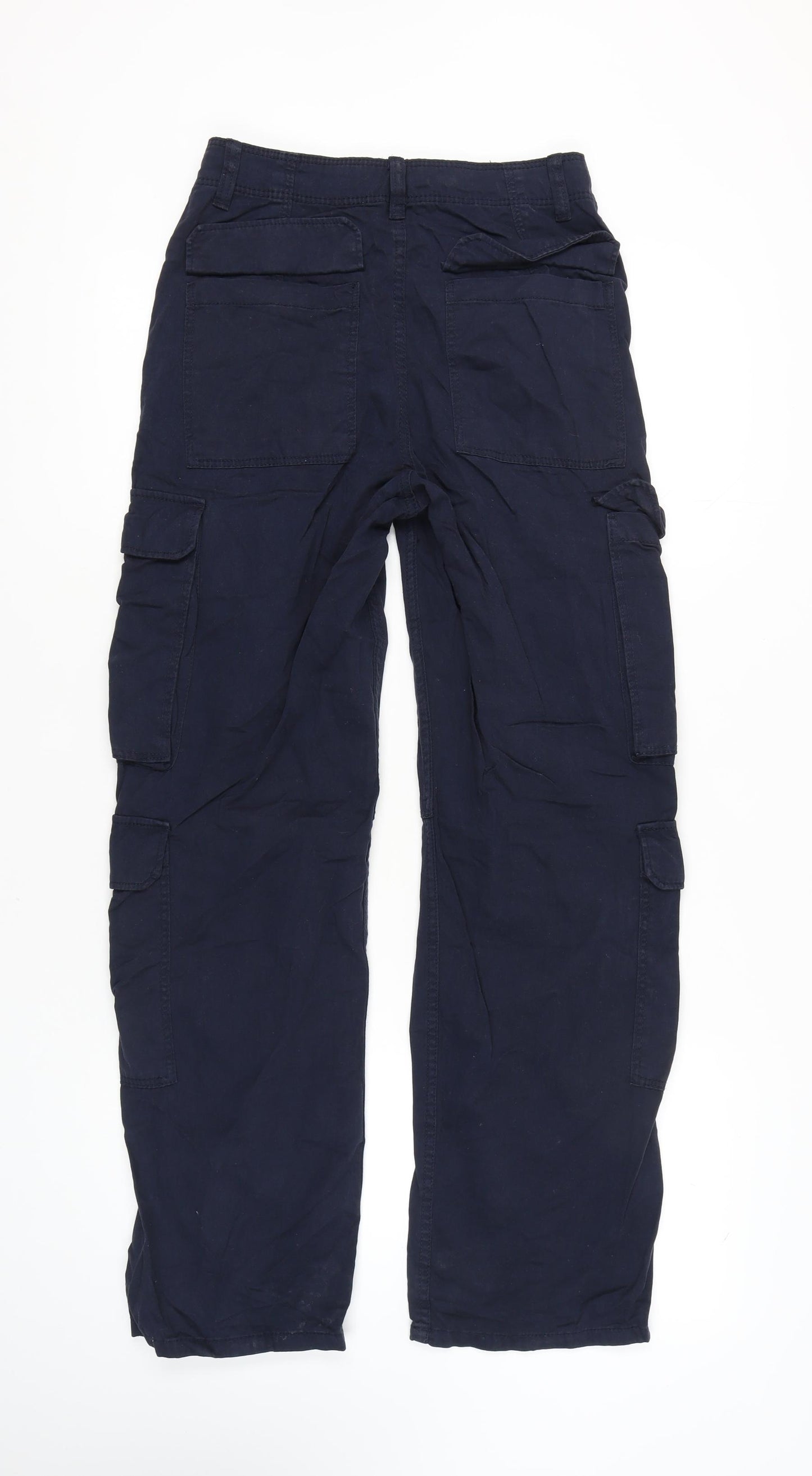 Bershka Women's Blue Cargo Trousers Size 10
