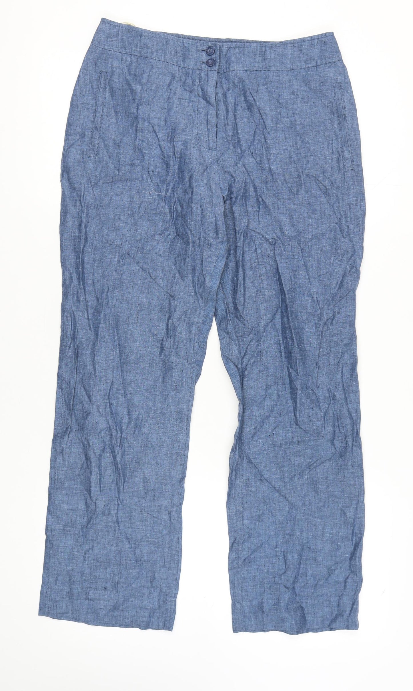 Precis Petite Women's Blue Linen Trousers Size 14