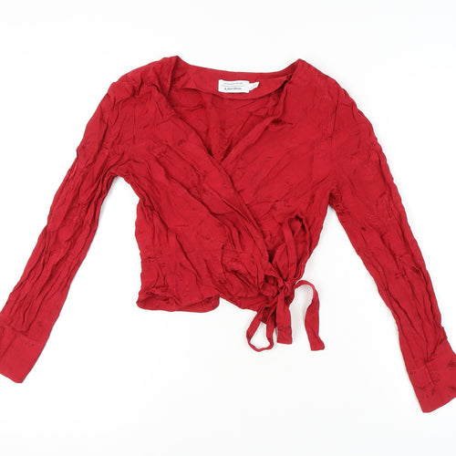 & Other Stories Women's Red Wrap Top Size 6