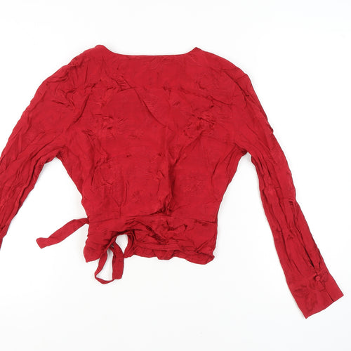 & Other Stories Women's Red Wrap Top Size 6