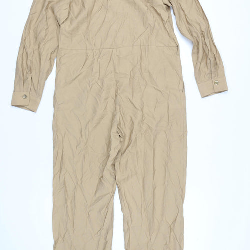 Zara Women's Beige Collared Jumpsuit S