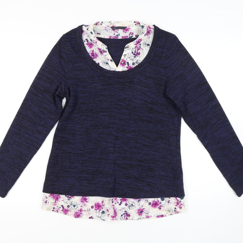 Marks and Spencer Women's Blue Floral Pullover Jumper Size 10