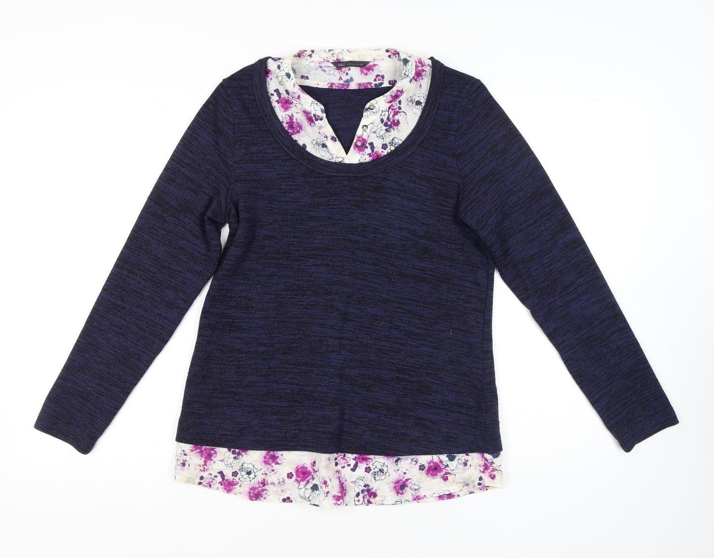 Marks and Spencer Women's Blue Floral Pullover Jumper Size 10