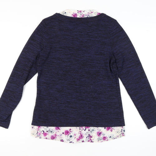 Marks and Spencer Women's Blue Floral Pullover Jumper Size 10