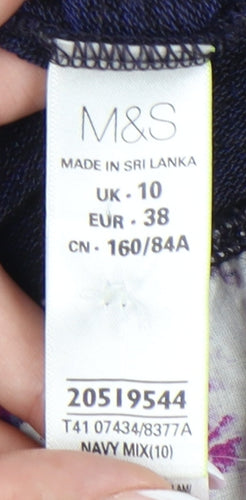 Marks and Spencer Women's Blue Floral Pullover Jumper Size 10