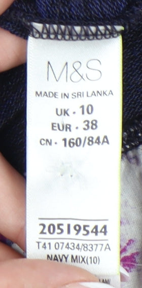 Marks and Spencer Women's Blue Floral Pullover Jumper Size 10