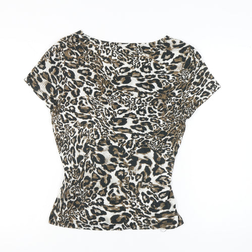Cable & Gauge Women's Animal Print V-Neck Tunic Top L