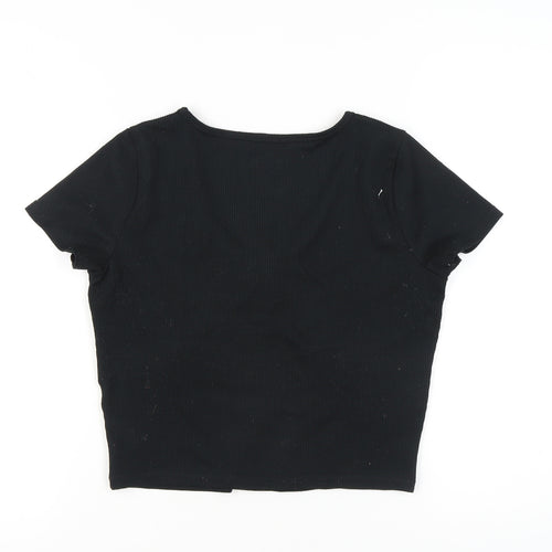 Hollister Women's Black Cropped Baby Tee, L, Casual Chic
