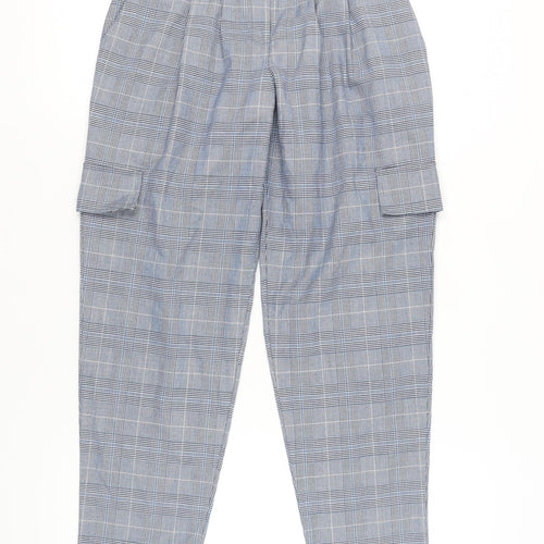 Van Heusen Women Blue Cargo Trousers Size 26 Check
