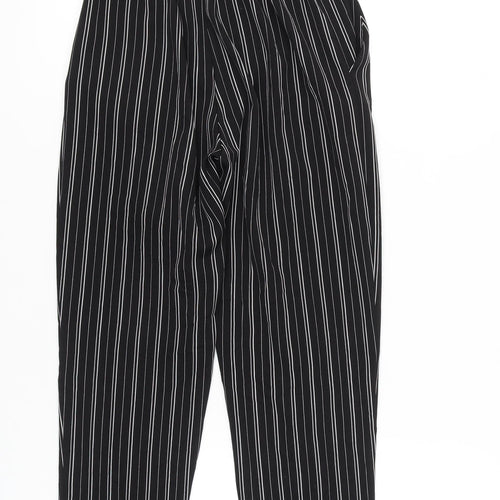 Pull & Bear Women's Black Striped Paperbag Trousers S