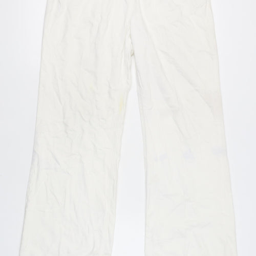 Marks and Spencer Women's White Wide-Leg Trousers, Size 12
