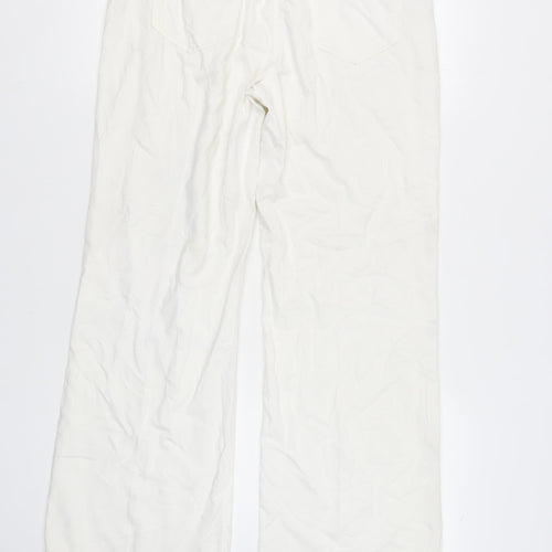 Marks and Spencer Women's White Wide-Leg Trousers, Size 12