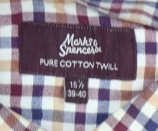 Marks and Spencer Men's Multicoloured Plaid Shirt 15.5