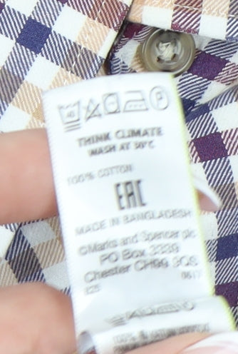Marks and Spencer Men's Multicoloured Plaid Shirt 15.5
