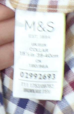 Marks and Spencer Men's Multicoloured Plaid Shirt 15.5