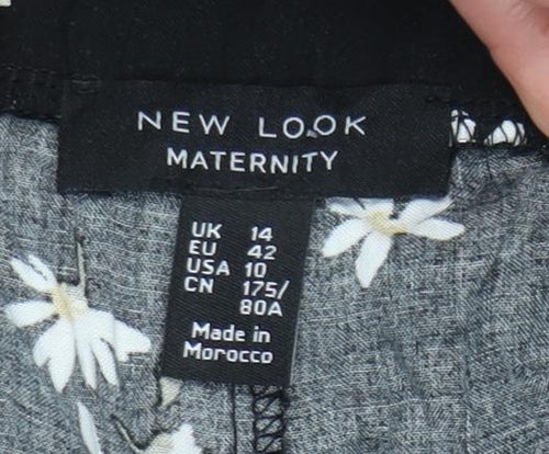 New Look Maternity Floral Black Trousers - Size 14