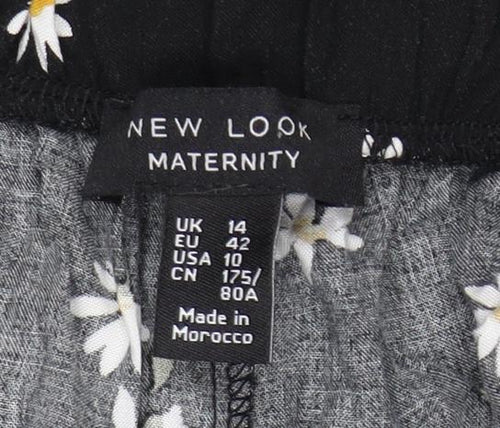 New Look Maternity Floral Black Trousers - Size 14