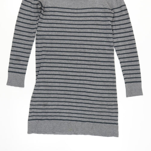 BON'A PARTE Women's Grey Striped Jumper Dress S