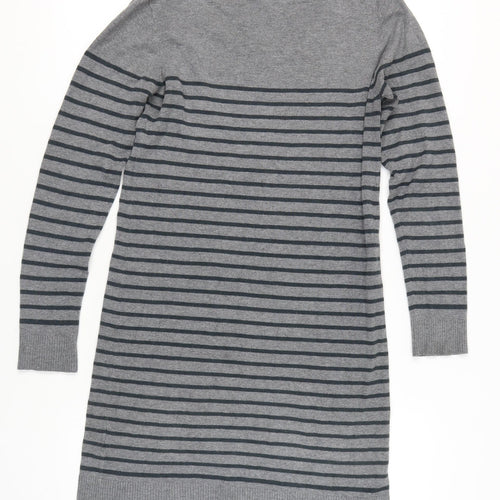 BON'A PARTE Women's Grey Striped Jumper Dress S