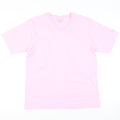Cotton Traders Men's Pink V-Neck T-Shirt, Size S, Casual