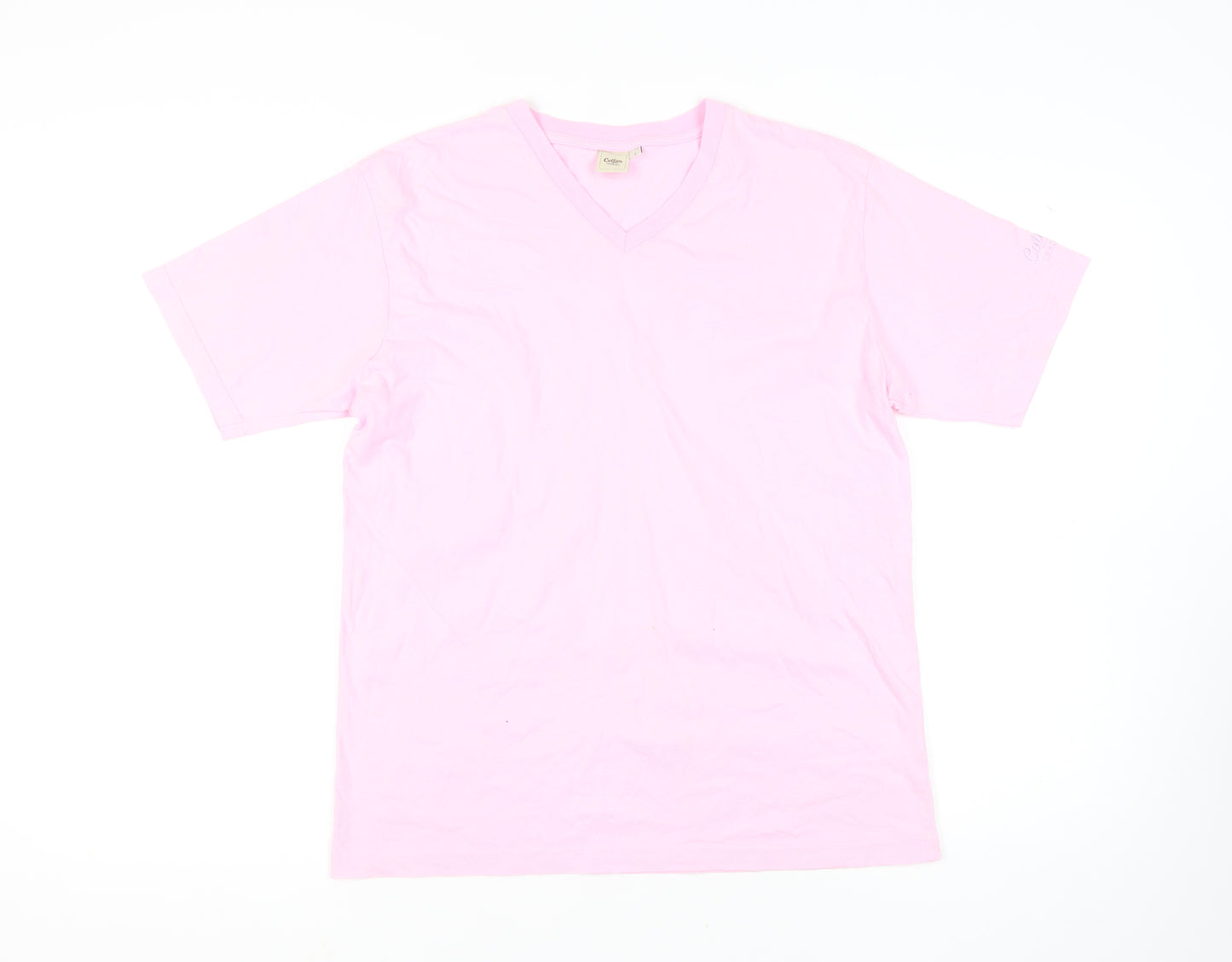 Cotton Traders Men's Pink V-Neck T-Shirt, Size S, Casual