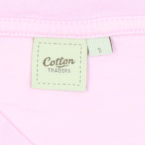 Cotton Traders Men's Pink V-Neck T-Shirt, Size S, Casual