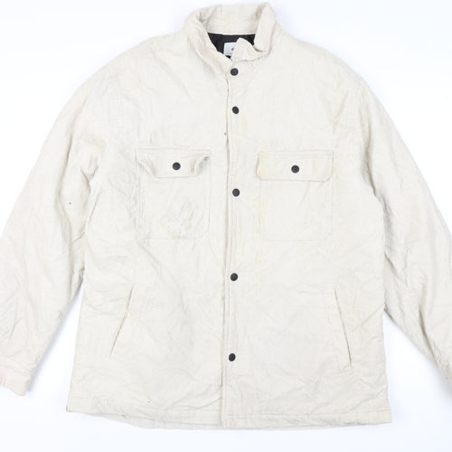 H&M Men's Beige XL Relaxed Basic Corduroy Jacket