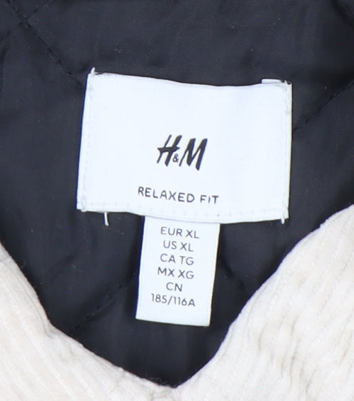 H&M Men's Beige XL Relaxed Basic Corduroy Jacket