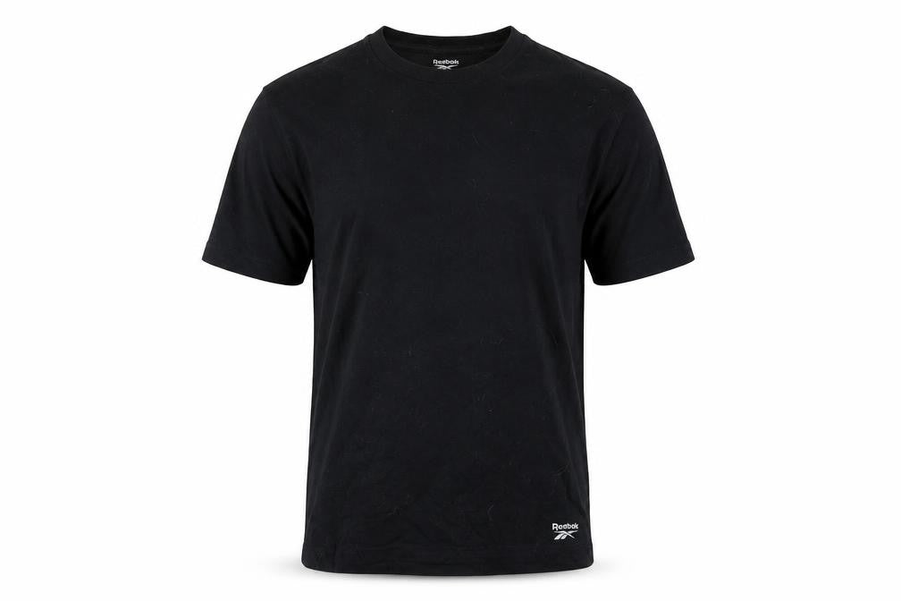 Front view of Reebok Men's Black M T-Shirt, Crew Neck, Athletic Style